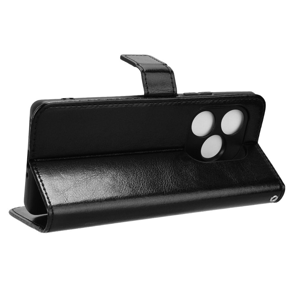 For Realme GT Neo6 SE 5G Case Wallet Crazy Horse Texture Magnetic Phone Cover - Black