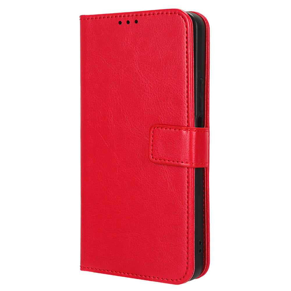 For Realme GT Neo6 SE 5G Case Wallet Crazy Horse Texture Magnetic Phone Cover - Red