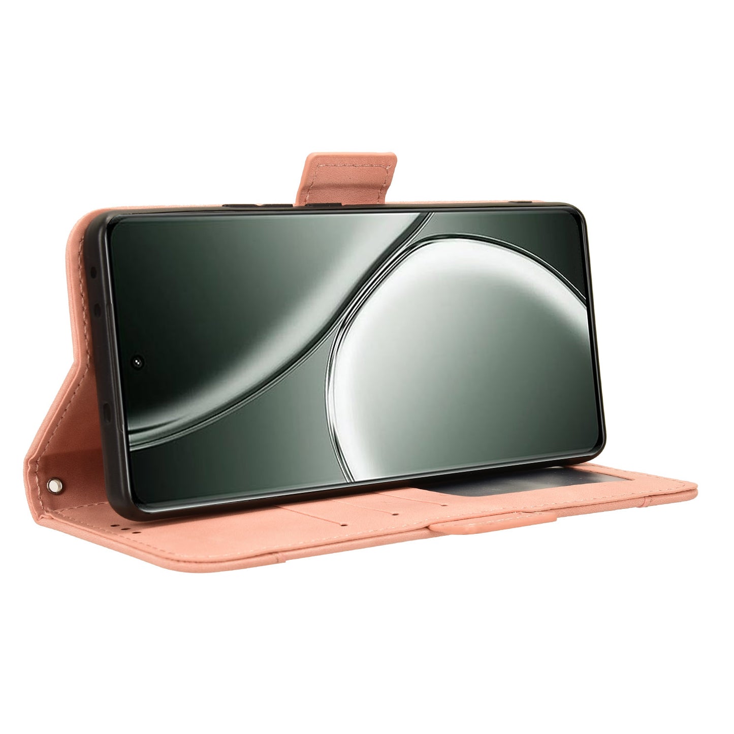 For Realme GT Neo6 SE 5G Phone Cover with Multiple Card Slots Folio Flip Leather Case - Pink