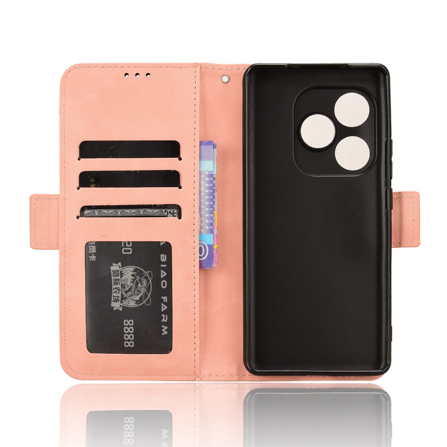 For Realme GT Neo6 SE 5G Phone Cover with Multiple Card Slots Folio Flip Leather Case - Pink