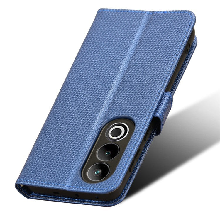 For OnePlus Nord CE4 5G / Oppo K12 Wallet Case Diamond Texture PU Leather Mobile Phone Cover - Blue