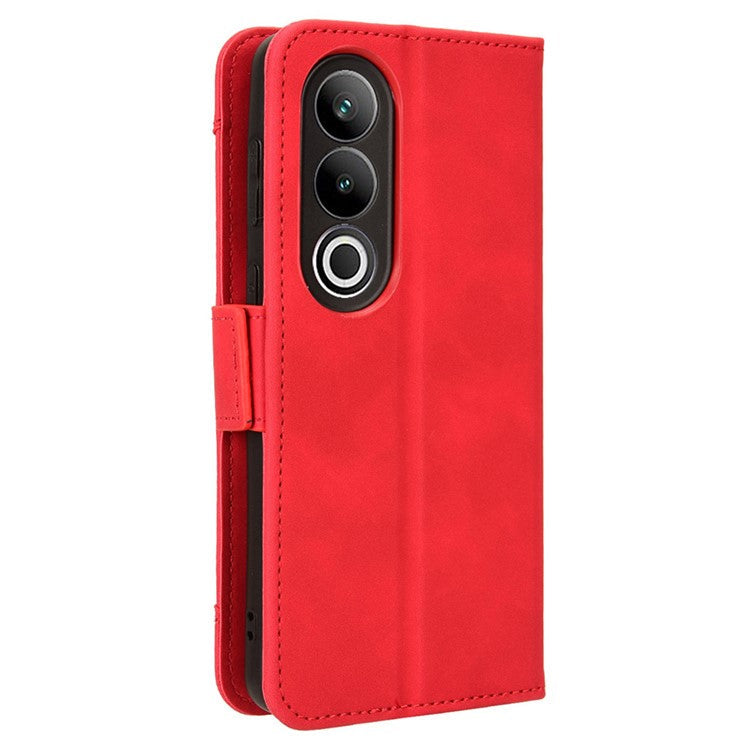 For OnePlus Nord CE4 5G / Oppo K12 Wallet Case Multiple Card Slots Leather Phone Cover - Red