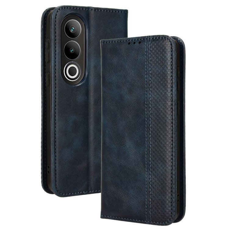 For OnePlus Nord CE4 5G / Oppo K12 Wallet Case Magnetic Closing Retro Leather Phone Cover - Blue