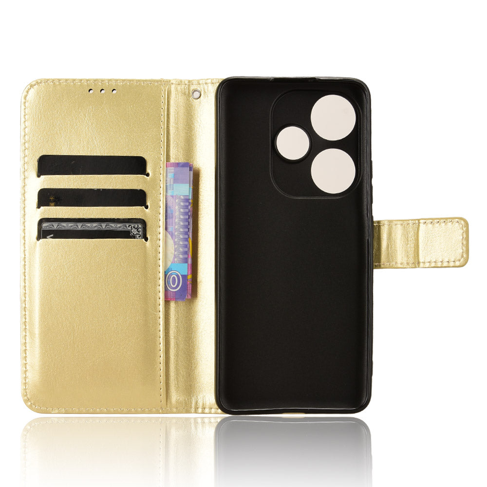 For Xiaomi Redmi Turbo 3 5G Case with Wrist Strap Crazy Horse Texture Magnetic Clasp Phone Cover - Gold