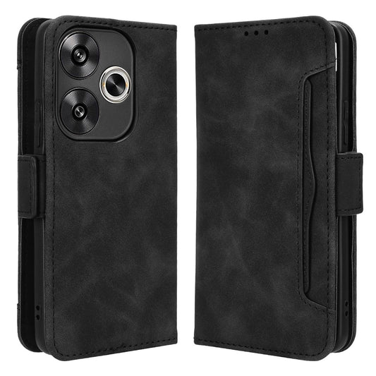 For Xiaomi Redmi Turbo 3 5G Case Wallet Phone Leather Cover with Multiple Card Slots - Black