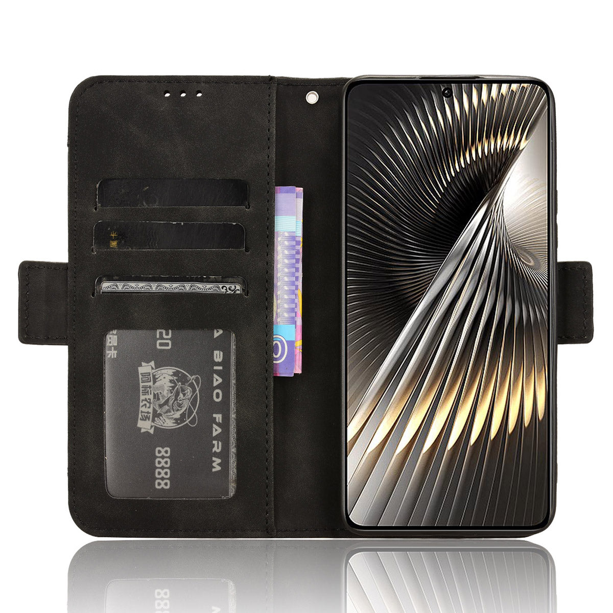 For Xiaomi Redmi Turbo 3 5G Case Wallet Phone Leather Cover with Multiple Card Slots - Black