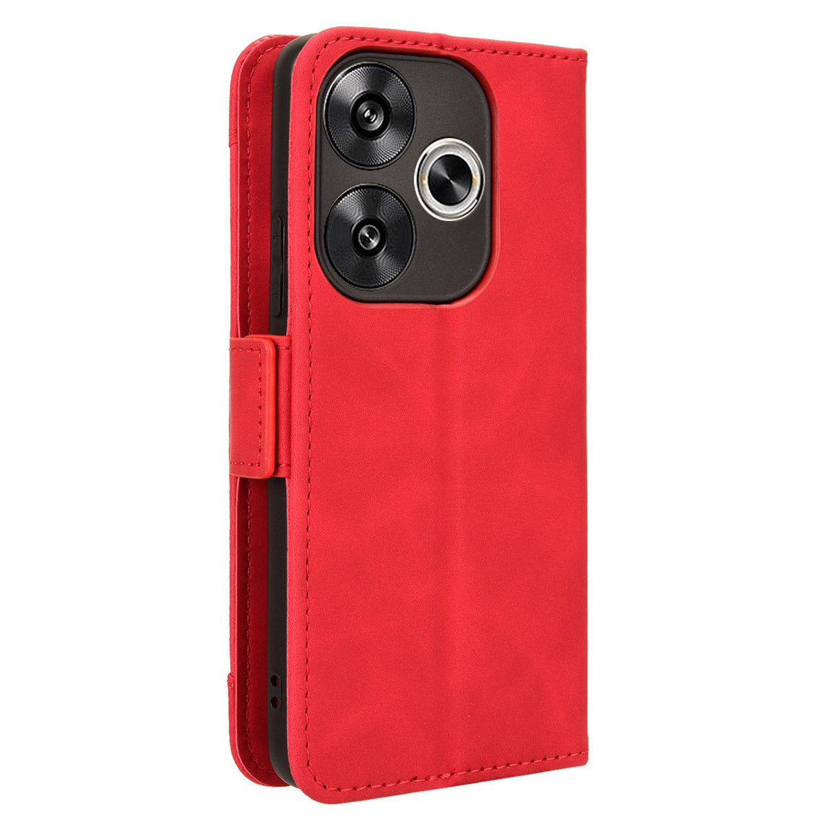 For Xiaomi Redmi Turbo 3 5G Case Wallet Phone Leather Cover with Multiple Card Slots - Red