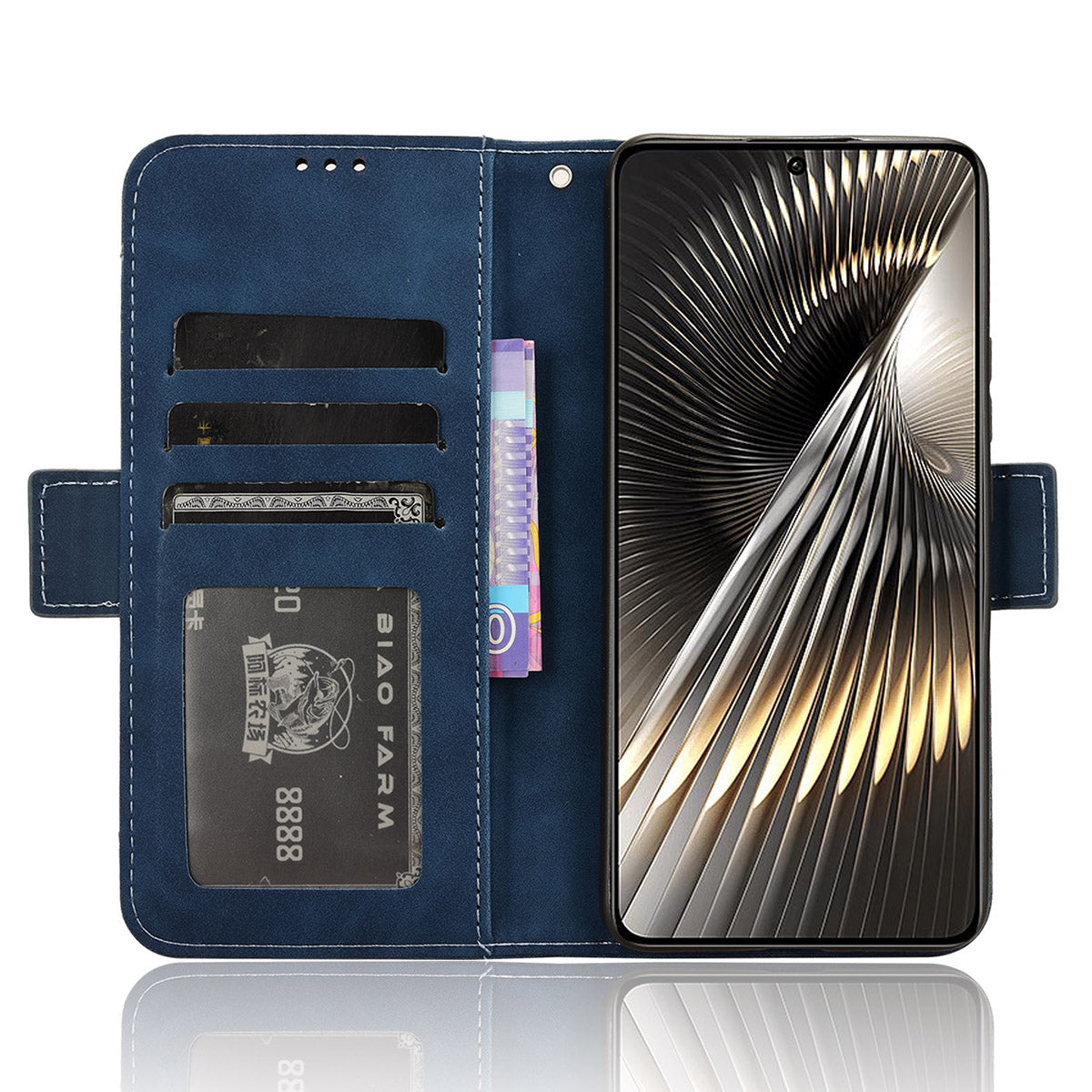 For Xiaomi Redmi Turbo 3 5G Case Wallet Phone Leather Cover with Multiple Card Slots - Blue