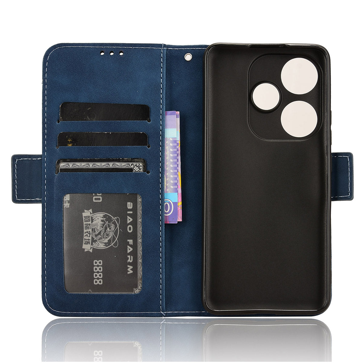 For Xiaomi Redmi Turbo 3 5G Case Wallet Phone Leather Cover with Multiple Card Slots - Blue
