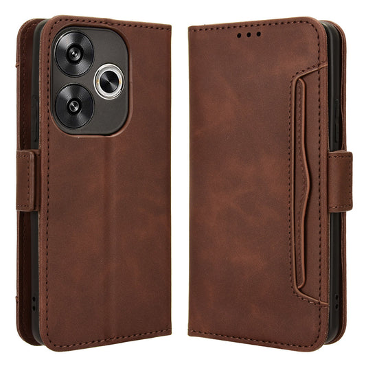 For Xiaomi Redmi Turbo 3 5G Case Wallet Phone Leather Cover with Multiple Card Slots - Brown