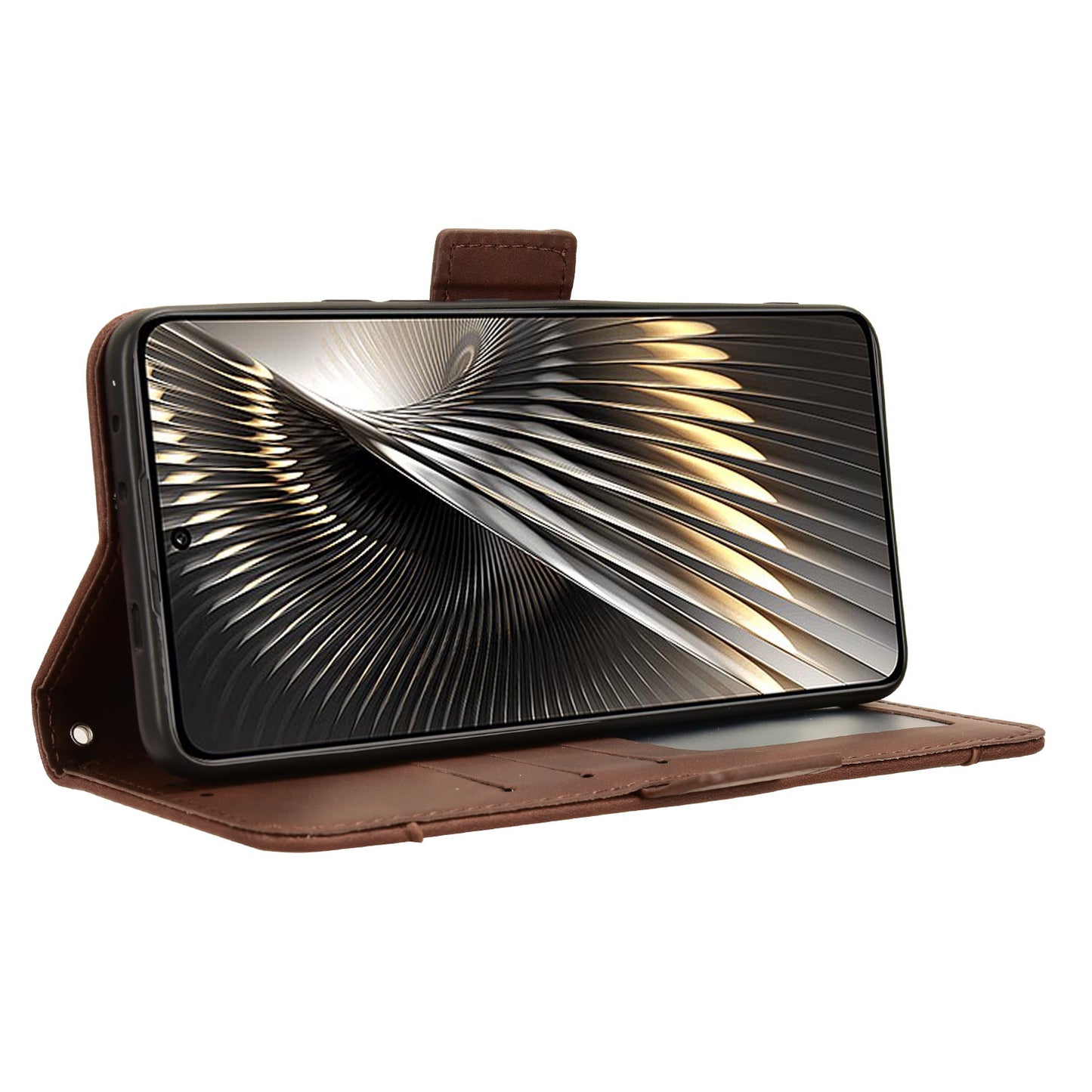For Xiaomi Redmi Turbo 3 5G Case Wallet Phone Leather Cover with Multiple Card Slots - Brown