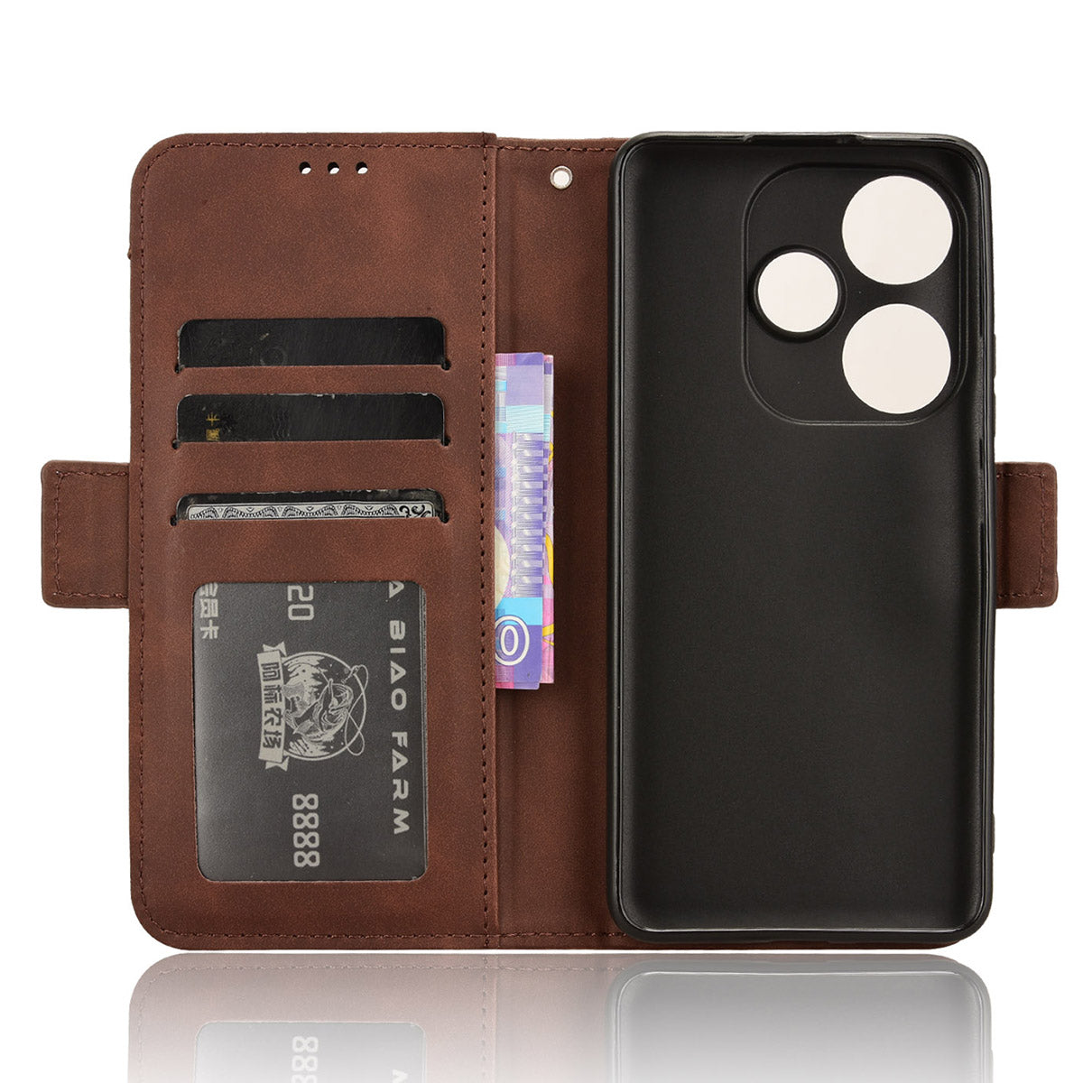 For Xiaomi Redmi Turbo 3 5G Case Wallet Phone Leather Cover with Multiple Card Slots - Brown