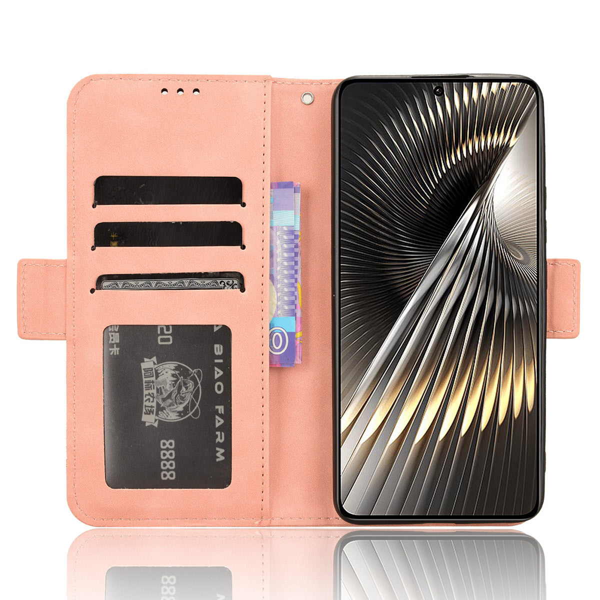 For Xiaomi Redmi Turbo 3 5G Case Wallet Phone Leather Cover with Multiple Card Slots - Pink
