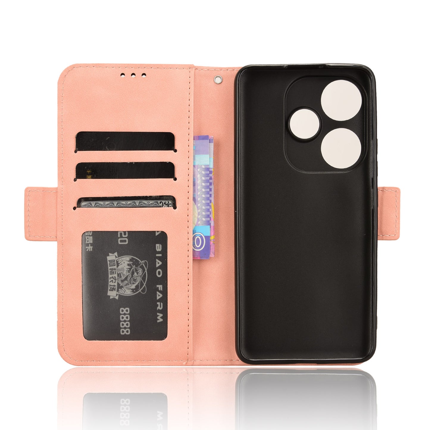 For Xiaomi Redmi Turbo 3 5G Case Wallet Phone Leather Cover with Multiple Card Slots - Pink