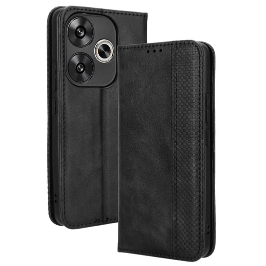 For Xiaomi Redmi Turbo 3 5G Case PU Leather Wallet Retro Texture Phone Cover Wholesale - Black