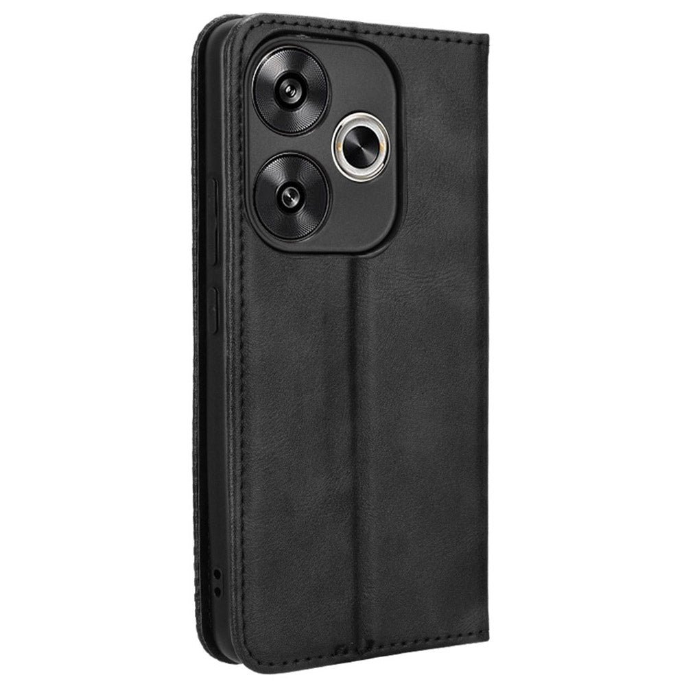 For Xiaomi Redmi Turbo 3 5G Case PU Leather Wallet Retro Texture Phone Cover Wholesale - Black