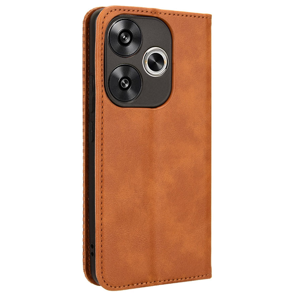 For Xiaomi Redmi Turbo 3 5G Case PU Leather Wallet Retro Texture Phone Cover Wholesale - Brown