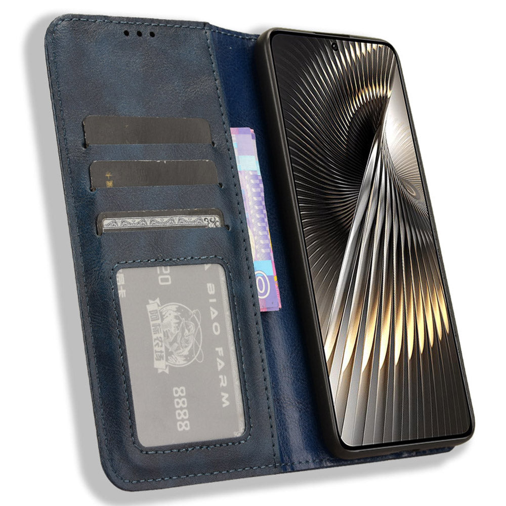 For Xiaomi Redmi Turbo 3 5G Case PU Leather Wallet Retro Texture Phone Cover Wholesale - Blue