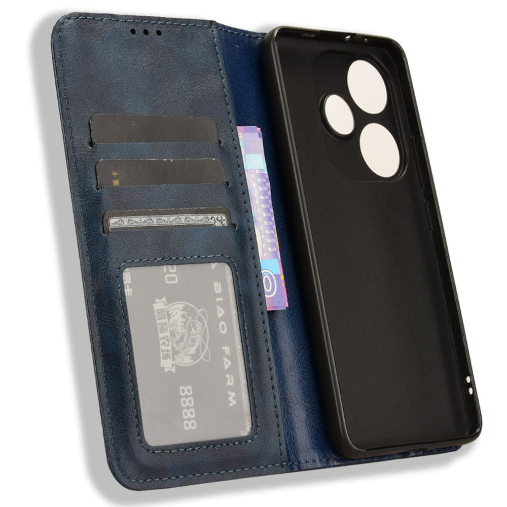 For Xiaomi Redmi Turbo 3 5G Case PU Leather Wallet Retro Texture Phone Cover Wholesale - Blue