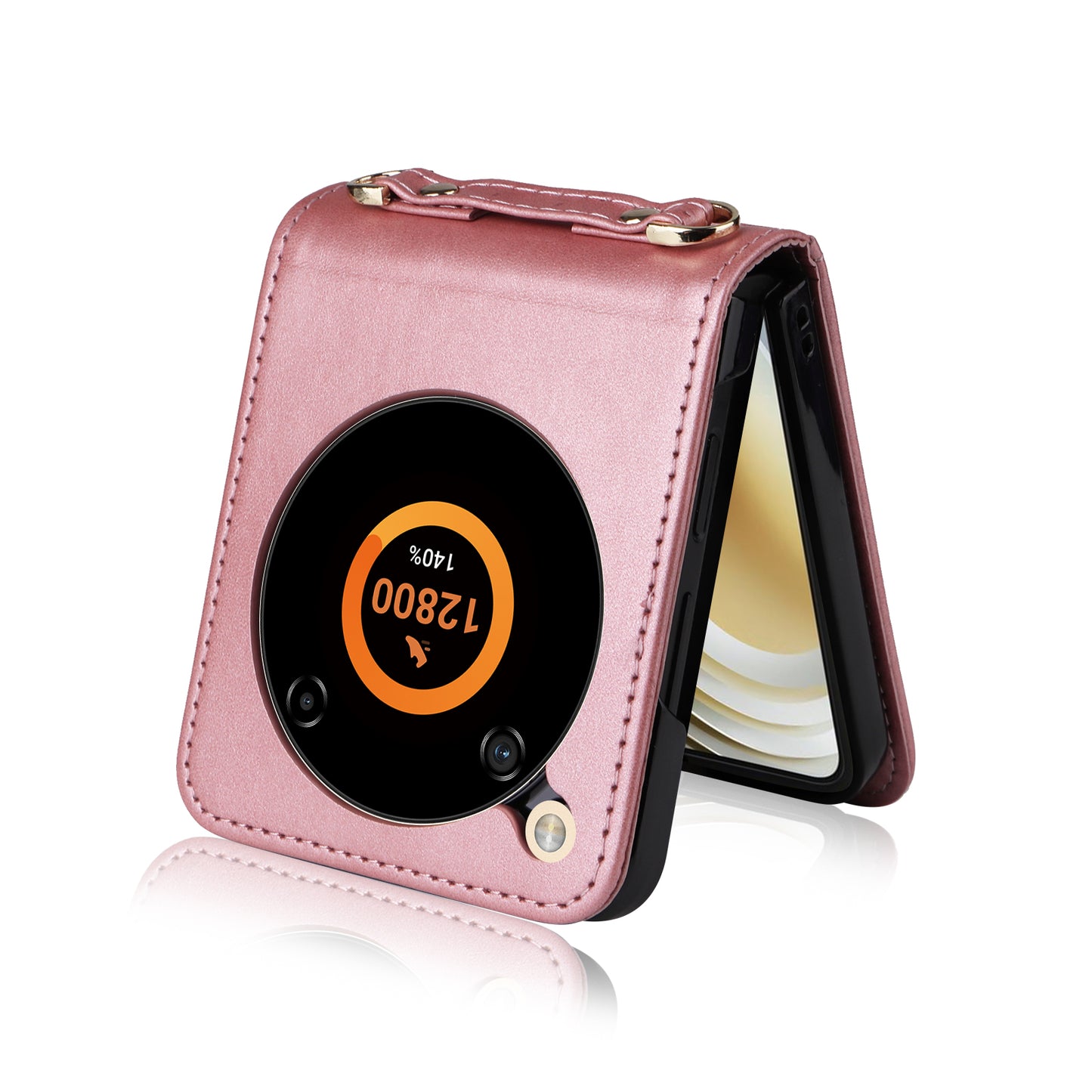 For ZTE nubia Flip 5G / Libero Flip A304ZT Case Card Holder Leather Phone Cover with Lanyard - Pink