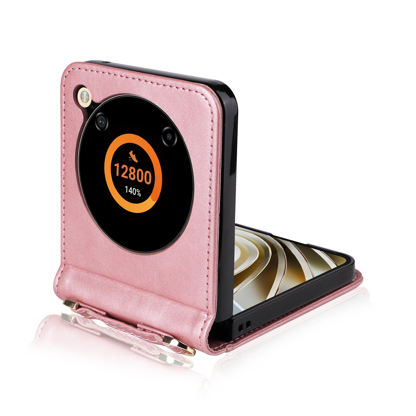 For ZTE nubia Flip 5G / Libero Flip A304ZT Case Card Holder Leather Phone Cover with Lanyard - Pink