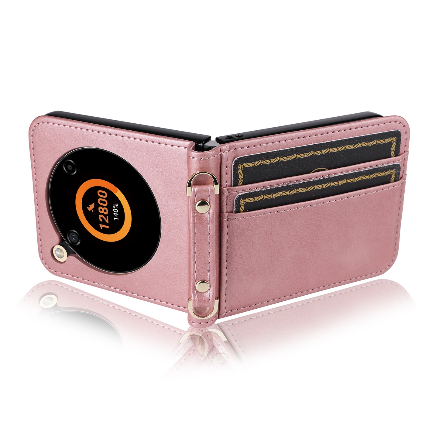 For ZTE nubia Flip 5G / Libero Flip A304ZT Case Card Holder Leather Phone Cover with Lanyard - Pink