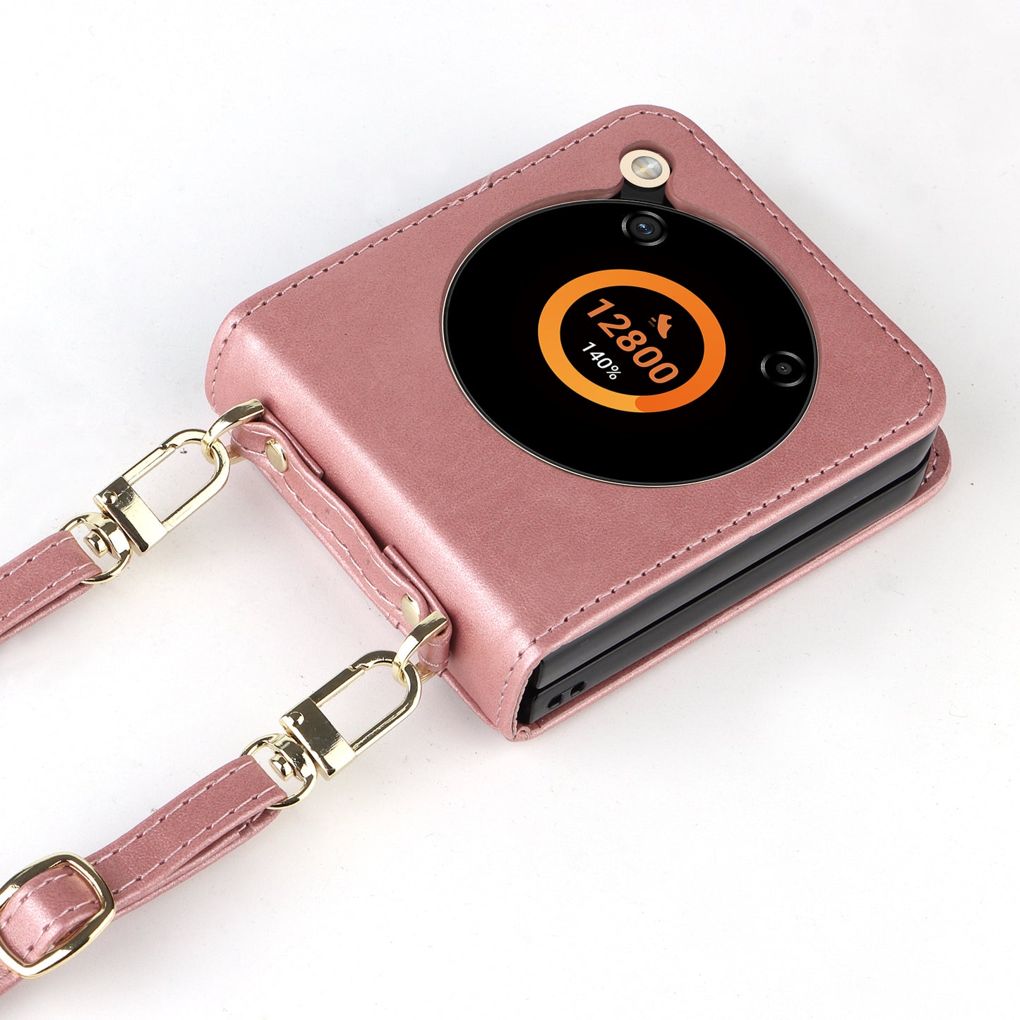 For ZTE nubia Flip 5G / Libero Flip A304ZT Case Card Holder Leather Phone Cover with Lanyard - Pink
