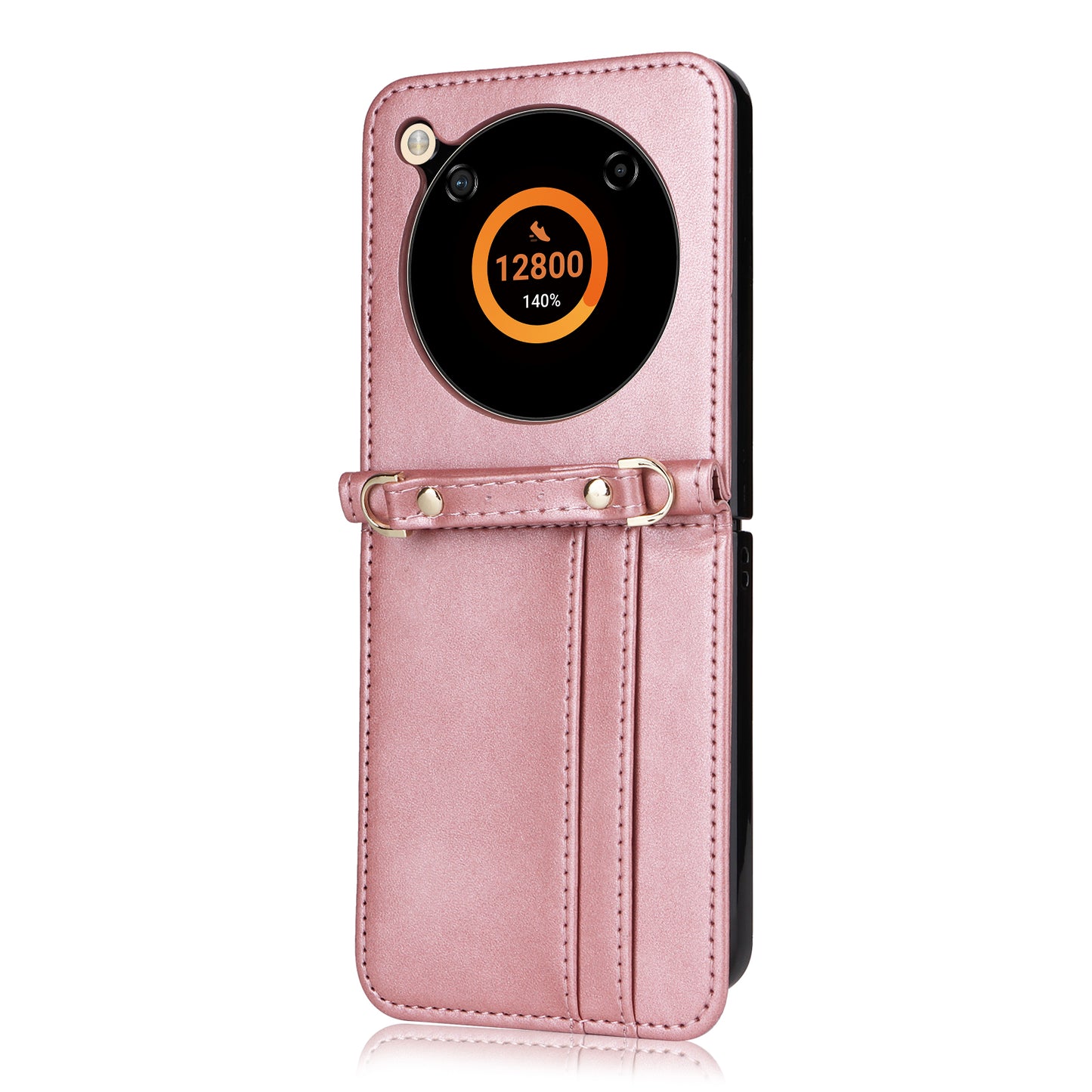 For ZTE nubia Flip 5G / Libero Flip A304ZT Case Card Holder Leather Phone Cover with Lanyard - Pink