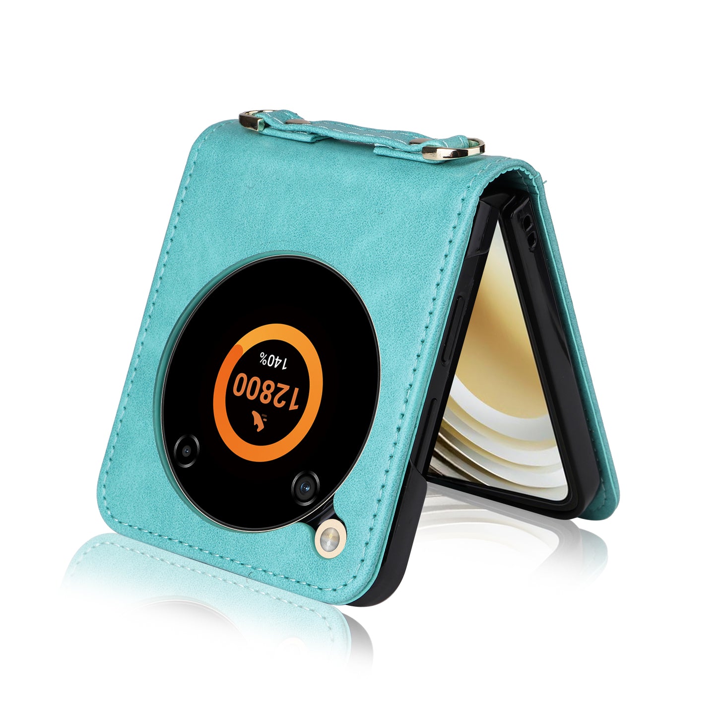 For ZTE nubia Flip 5G / Libero Flip A304ZT Case Card Holder Leather Phone Cover with Lanyard - Green