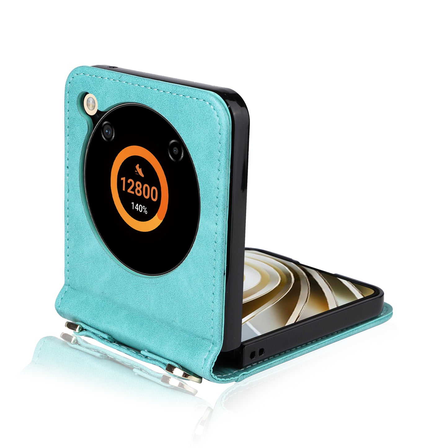 For ZTE nubia Flip 5G / Libero Flip A304ZT Case Card Holder Leather Phone Cover with Lanyard - Green