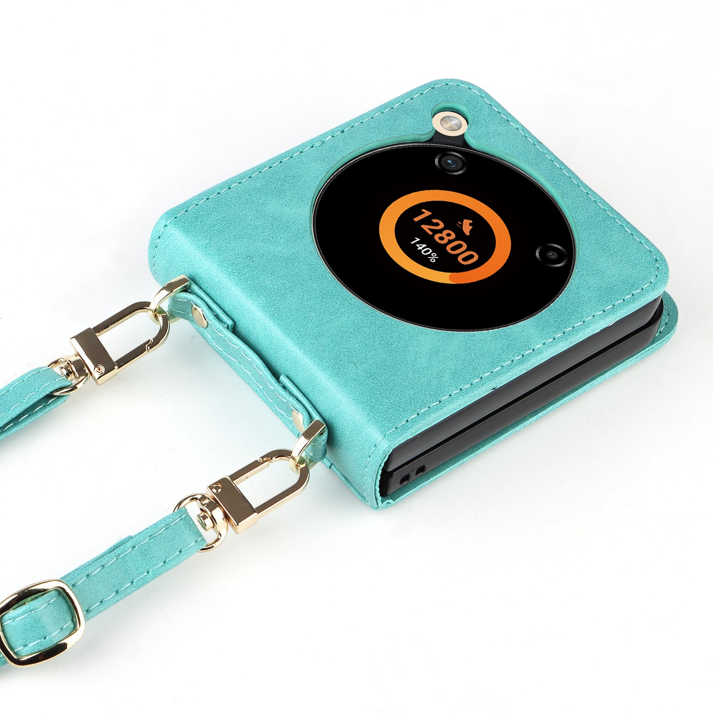 For ZTE nubia Flip 5G / Libero Flip A304ZT Case Card Holder Leather Phone Cover with Lanyard - Green
