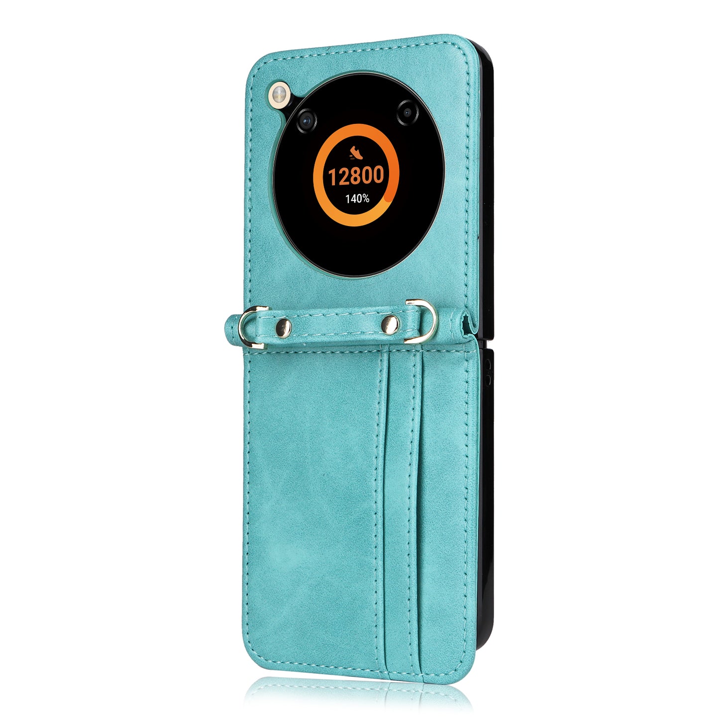 For ZTE nubia Flip 5G / Libero Flip A304ZT Case Card Holder Leather Phone Cover with Lanyard - Green