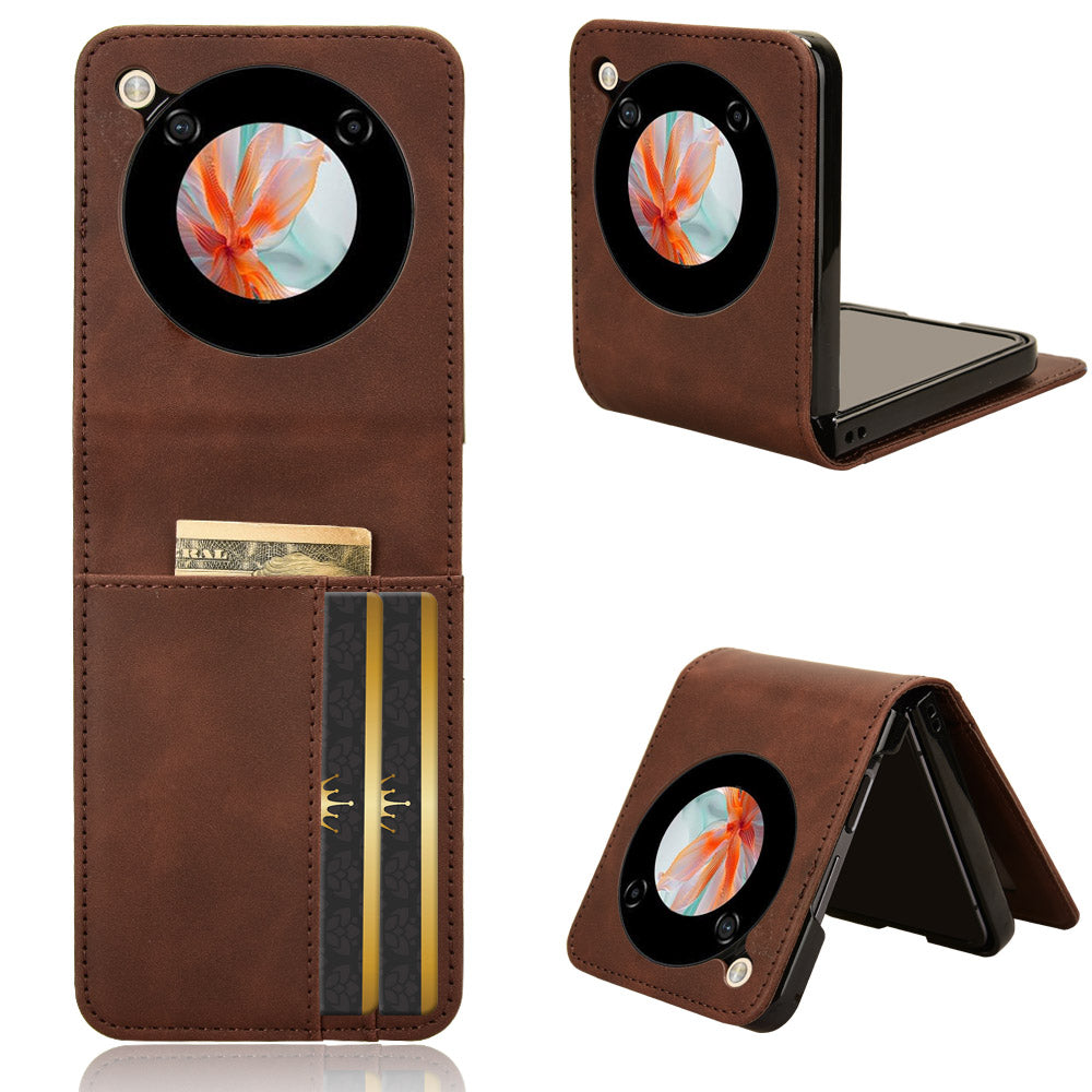 For ZTE nubia Flip 5G / Libero Flip A304ZT Leather Case Card Slots Phone Cover - Brown