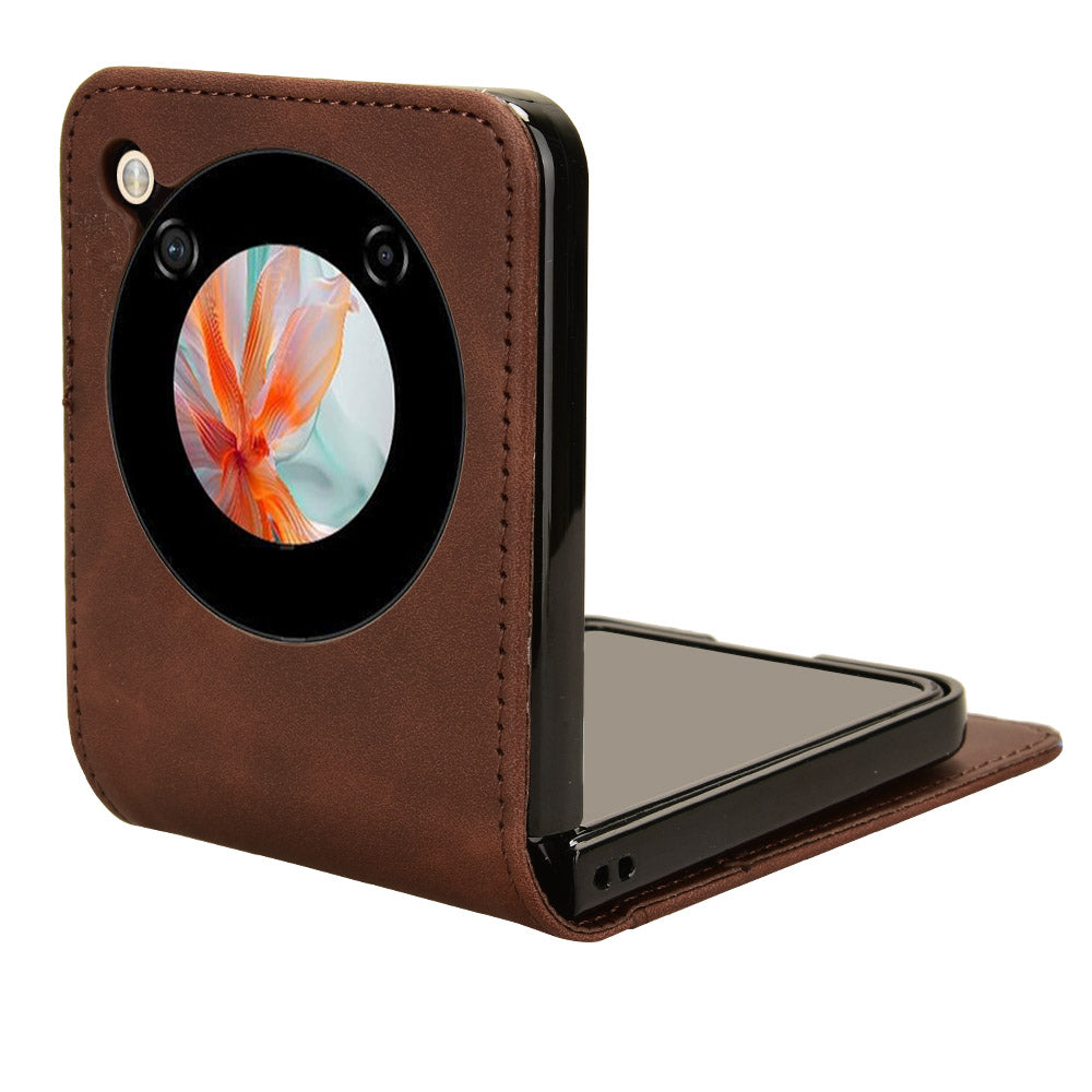 For ZTE nubia Flip 5G / Libero Flip A304ZT Leather Case Card Slots Phone Cover - Brown