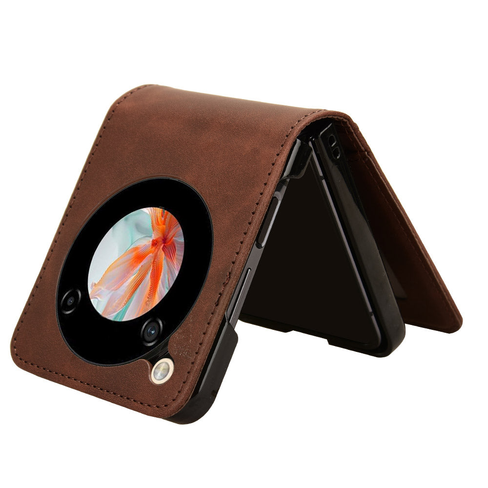 For ZTE nubia Flip 5G / Libero Flip A304ZT Leather Case Card Slots Phone Cover - Brown