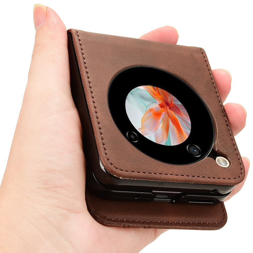 For ZTE nubia Flip 5G / Libero Flip A304ZT Leather Case Card Slots Phone Cover - Brown