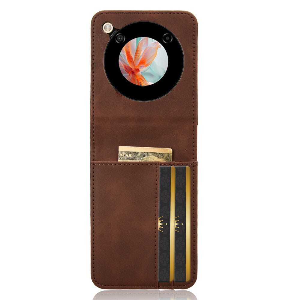 For ZTE nubia Flip 5G / Libero Flip A304ZT Leather Case Card Slots Phone Cover - Brown