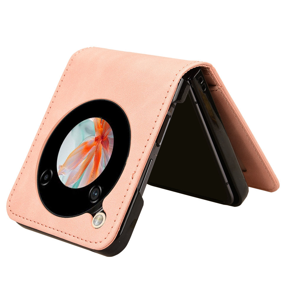 For ZTE nubia Flip 5G / Libero Flip A304ZT Leather Case Card Slots Phone Cover - Pink
