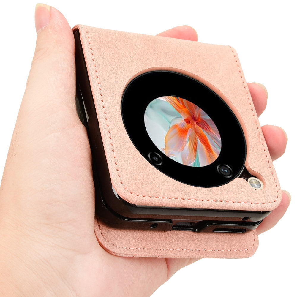 For ZTE nubia Flip 5G / Libero Flip A304ZT Leather Case Card Slots Phone Cover - Pink