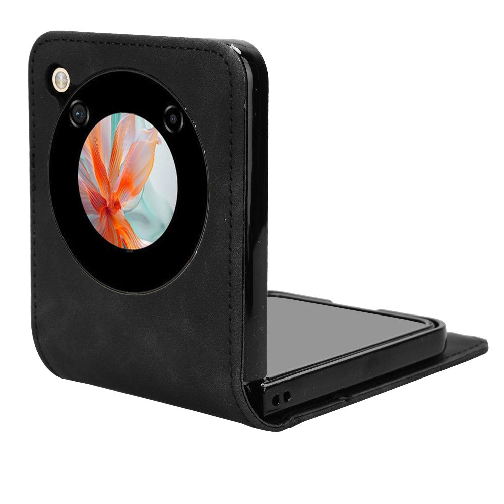For ZTE nubia Flip 5G / Libero Flip A304ZT Leather Case Card Slots Phone Cover - Black