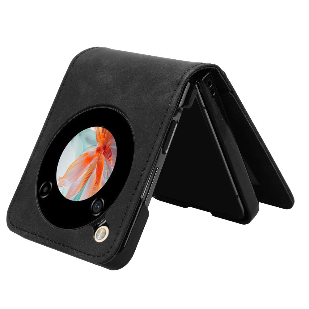 For ZTE nubia Flip 5G / Libero Flip A304ZT Leather Case Card Slots Phone Cover - Black