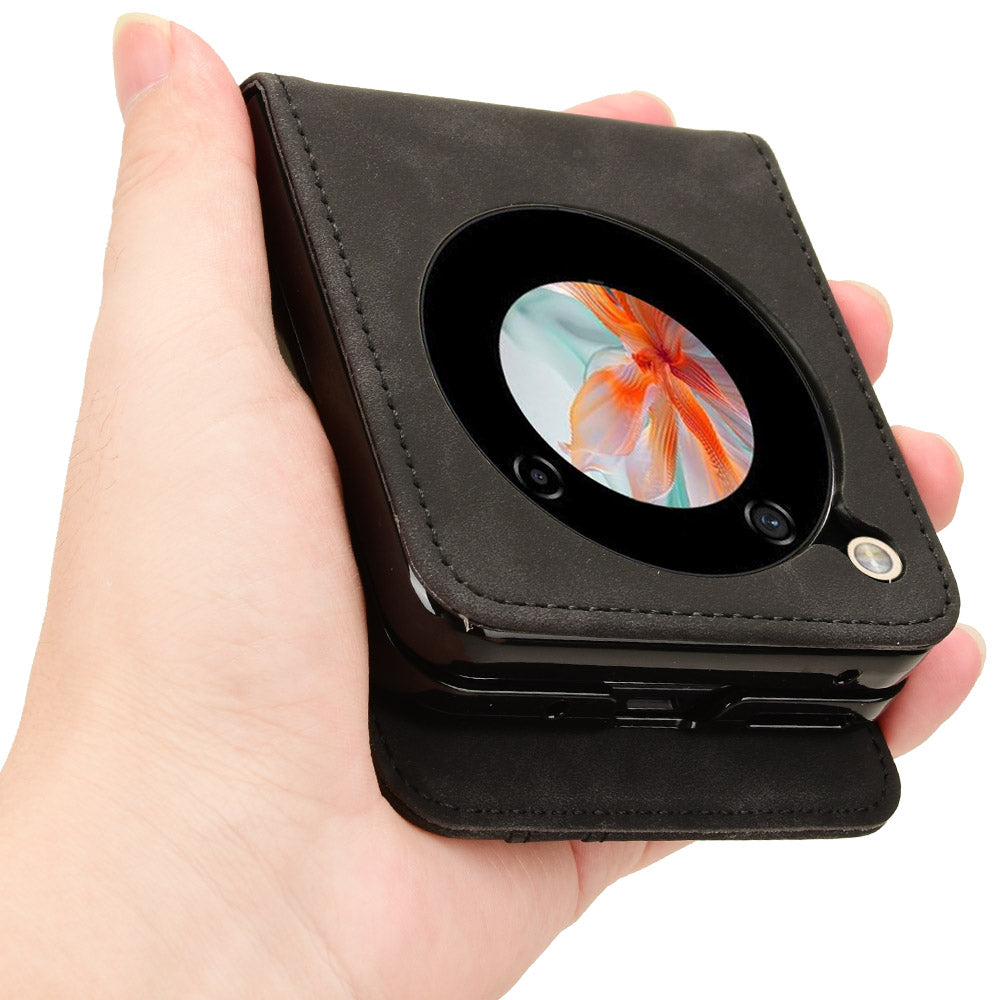 For ZTE nubia Flip 5G / Libero Flip A304ZT Leather Case Card Slots Phone Cover - Black