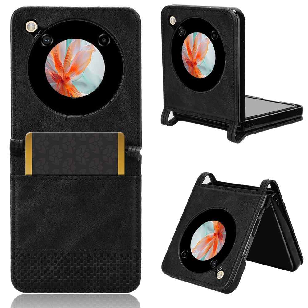 For ZTE nubia Flip 5G / Libero Flip A304ZT Case Card Holder Retro PU Leather Phone Cover - Black