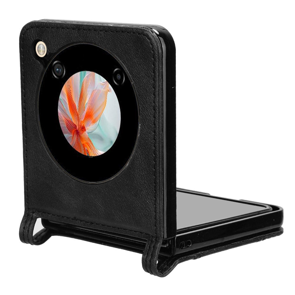 For ZTE nubia Flip 5G / Libero Flip A304ZT Case Card Holder Retro PU Leather Phone Cover - Black