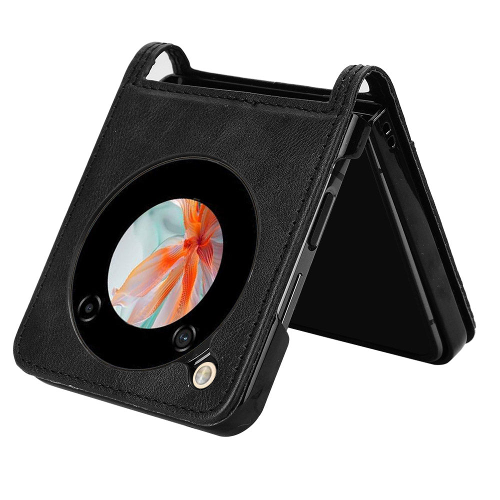 For ZTE nubia Flip 5G / Libero Flip A304ZT Case Card Holder Retro PU Leather Phone Cover - Black