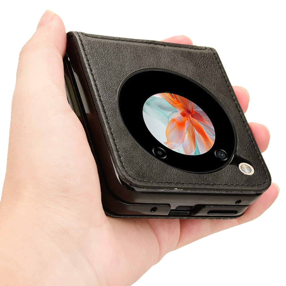 For ZTE nubia Flip 5G / Libero Flip A304ZT Case Card Holder Retro PU Leather Phone Cover - Black