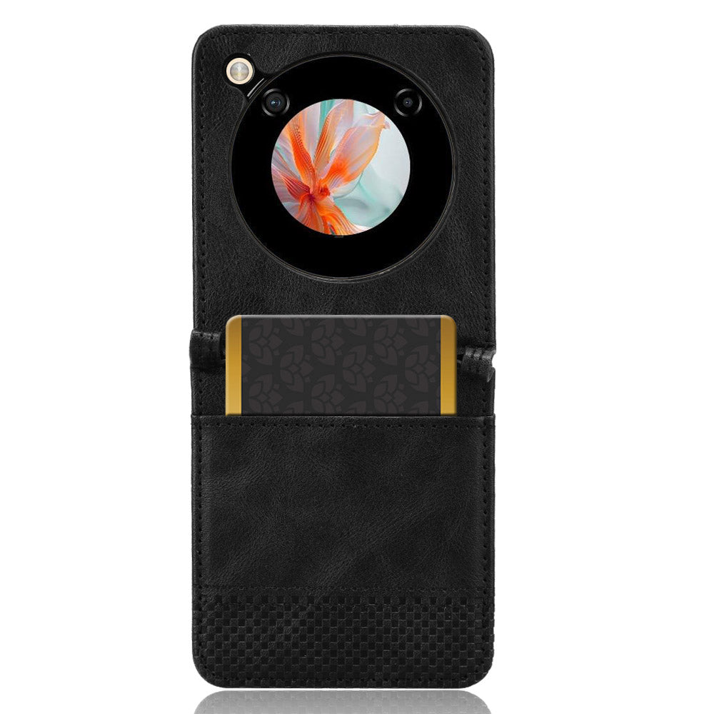 For ZTE nubia Flip 5G / Libero Flip A304ZT Case Card Holder Retro PU Leather Phone Cover - Black