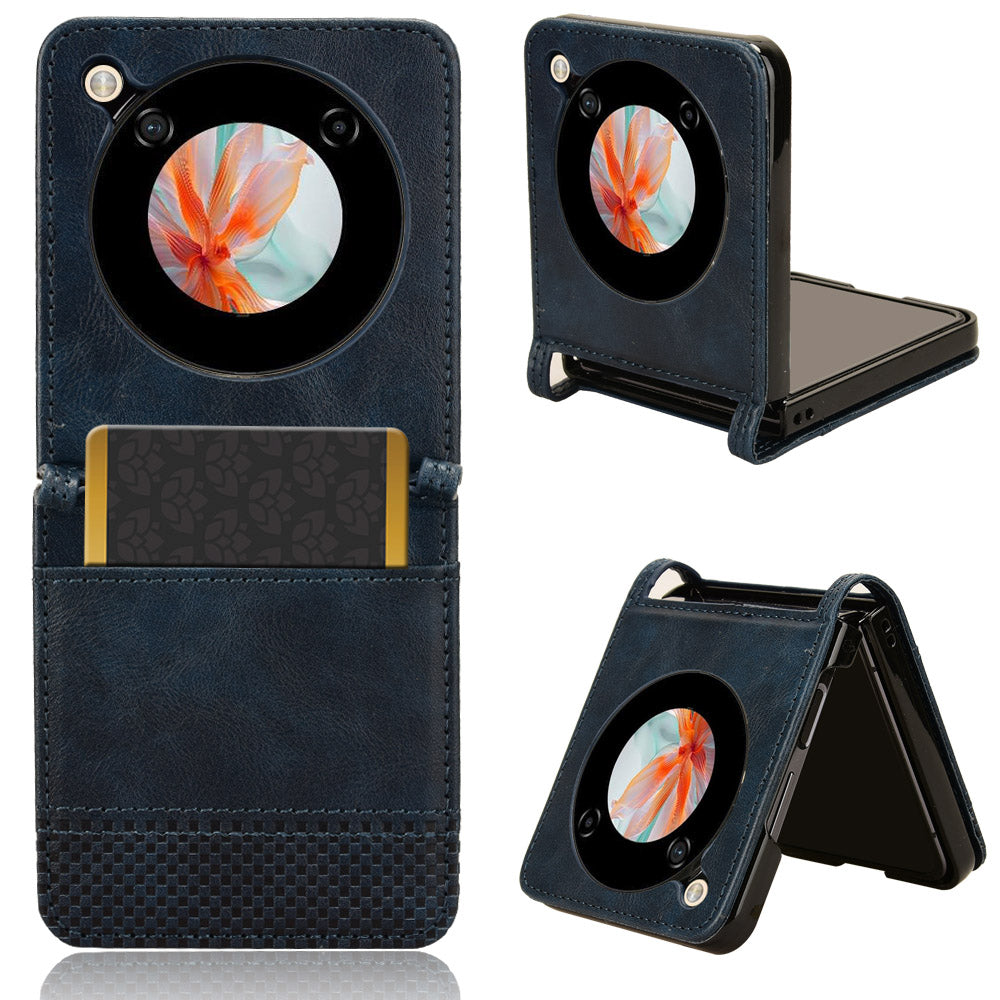 For ZTE nubia Flip 5G / Libero Flip A304ZT Case Card Holder Retro PU Leather Phone Cover - Blue