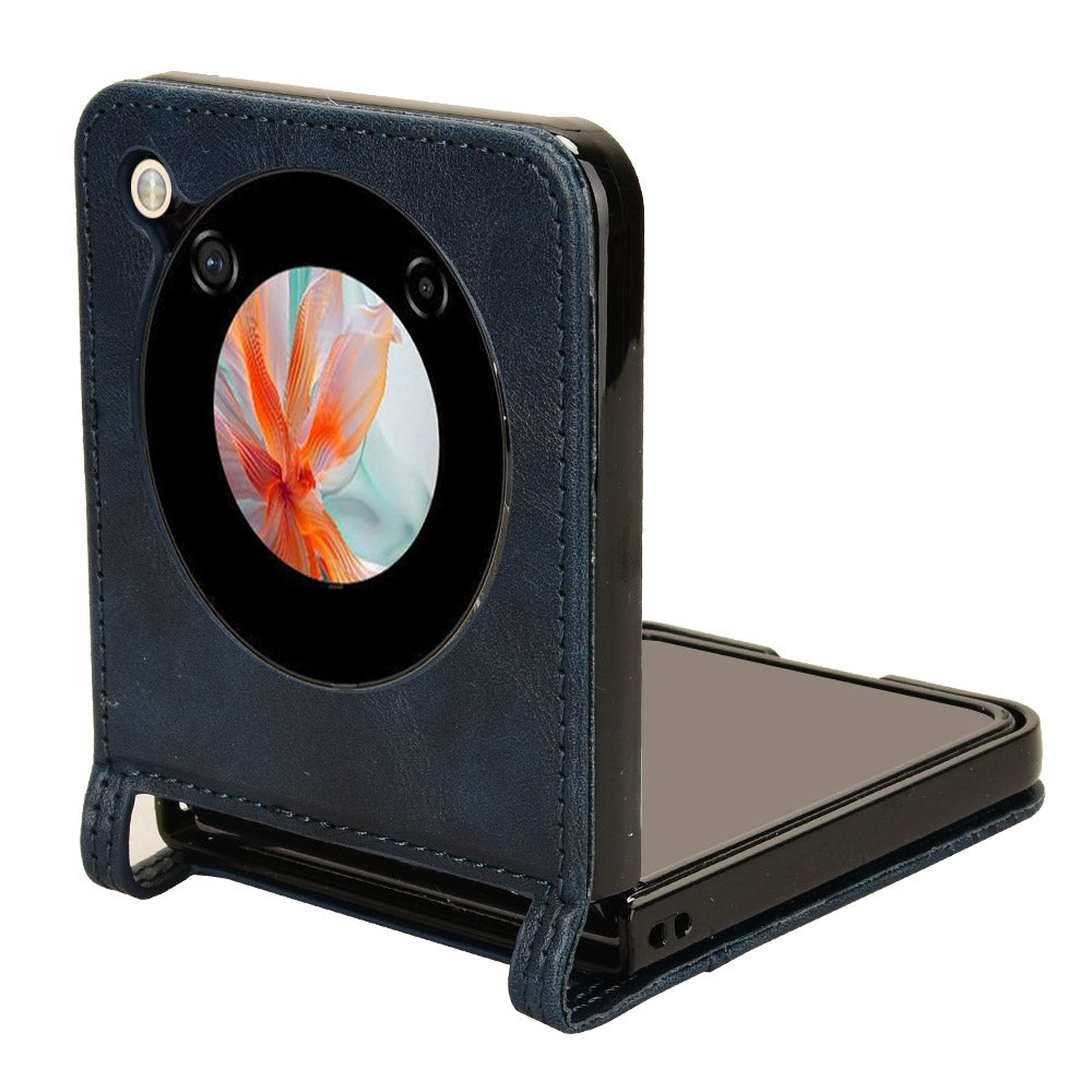 For ZTE nubia Flip 5G / Libero Flip A304ZT Case Card Holder Retro PU Leather Phone Cover - Blue