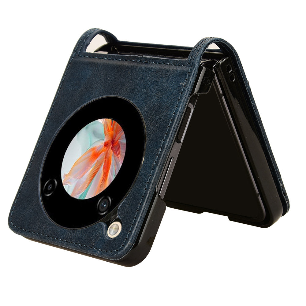 For ZTE nubia Flip 5G / Libero Flip A304ZT Case Card Holder Retro PU Leather Phone Cover - Blue